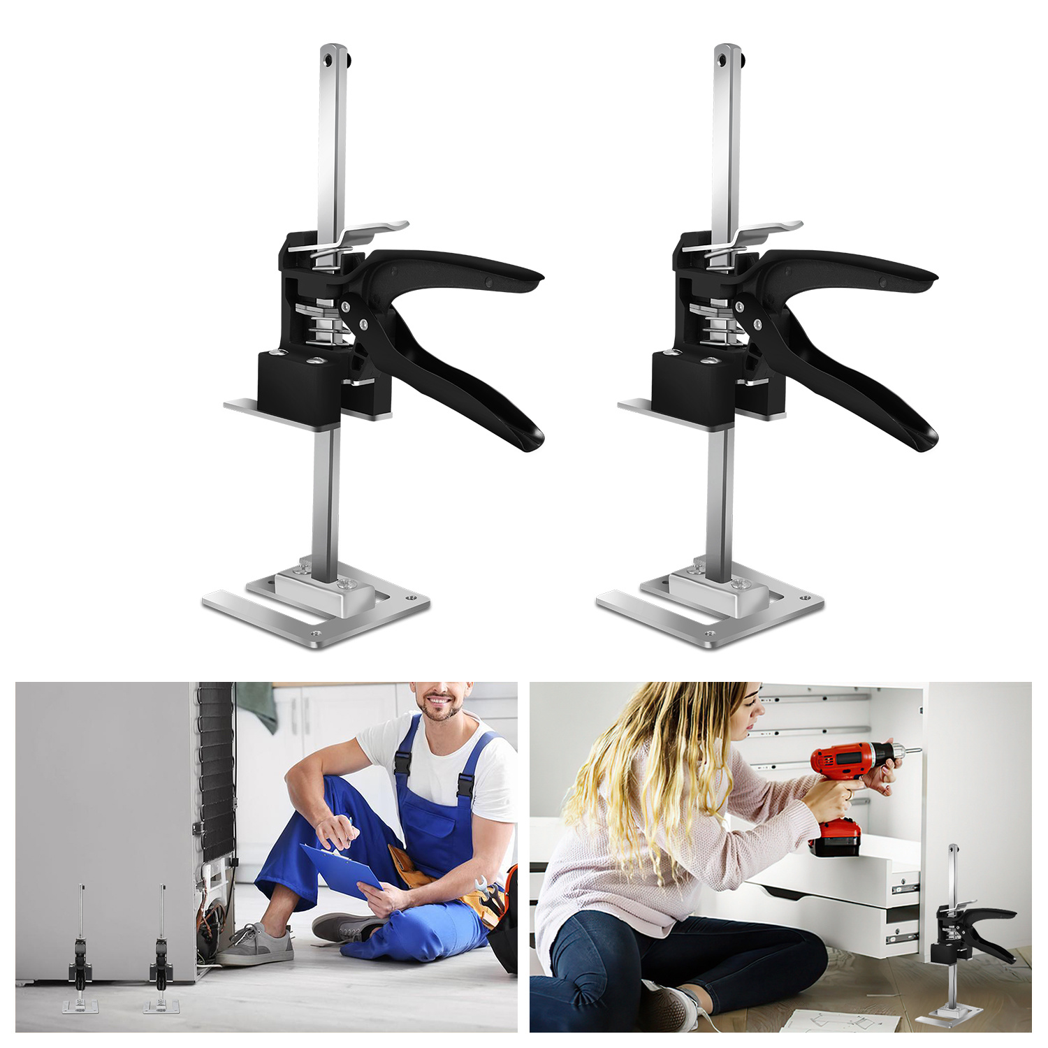 Randaco Möbelheber Set 2 Stück, Verstellbarer Montageheber 0-20 Cm, Plattenheber Für Möbel Und Schränke, Bis 240 Kg