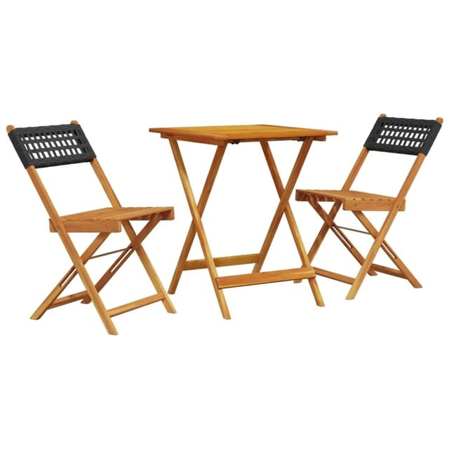 vidaXL 3-tlg Bistro-Set Schwarz Poly Rattan und Massivholz Modell 3
