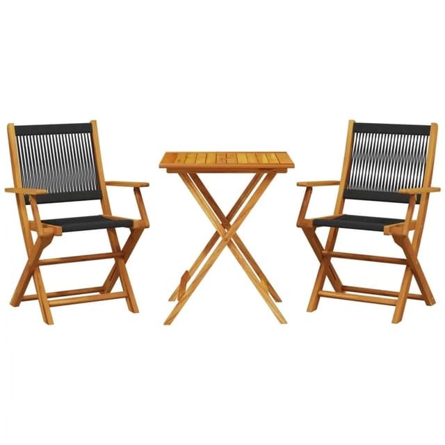 vidaXL 3-tlg Bistro-Set Schwarz Polypropylen und Massivholz Modell 5