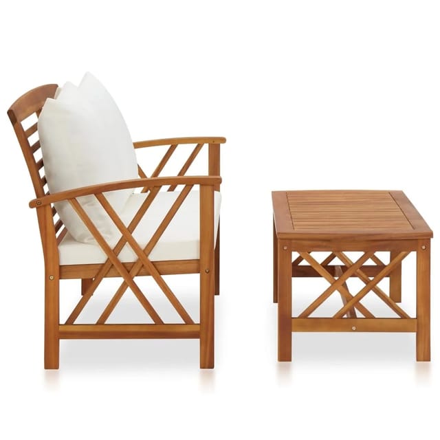 vidaXL 2-tlg Garten-Lounge-Set mit Auflagen Massivholz Akazie Modell 1