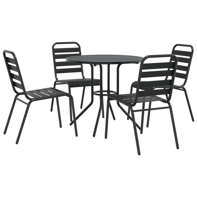 vidaXL Gartenstuhl-Set 5-tlg Stapelbar Pulverbeschichteter Stahl Modell 1