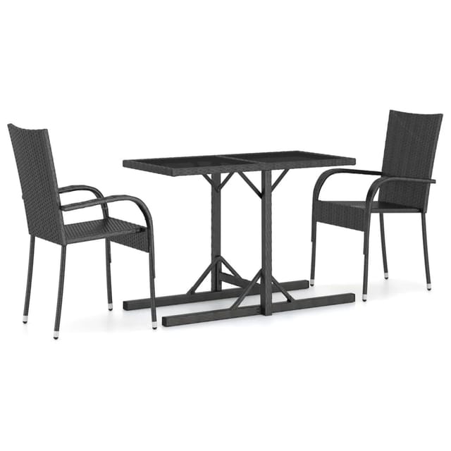 vidaXL 3-tlg Garten-Essgruppe Schwarz Modell 52