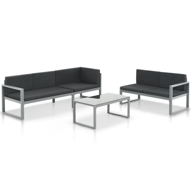 vidaXL Garten-Sofagarnitur 3-tlg mit Kissen Aluminium Schwarz