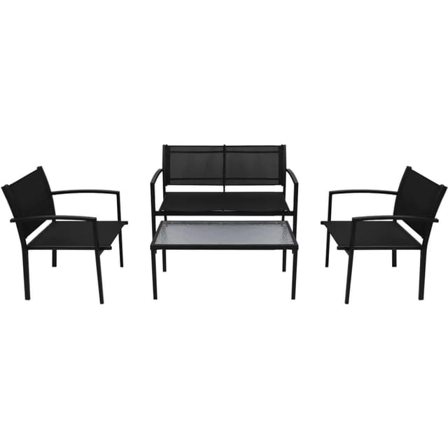 vidaXL 4-tlg Garten-Lounge-Set Textilene Schwarz