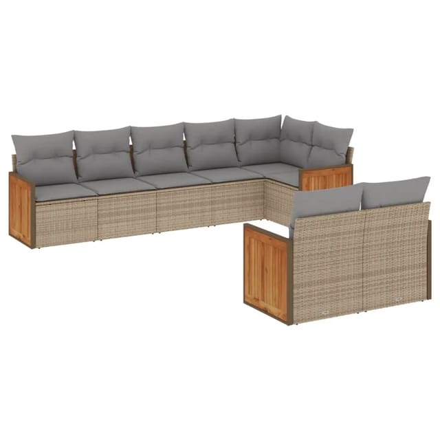 vidaXL 8-tlg Garten-Sofagarnitur mit Kissen Beige Poly Rattan Modell 186