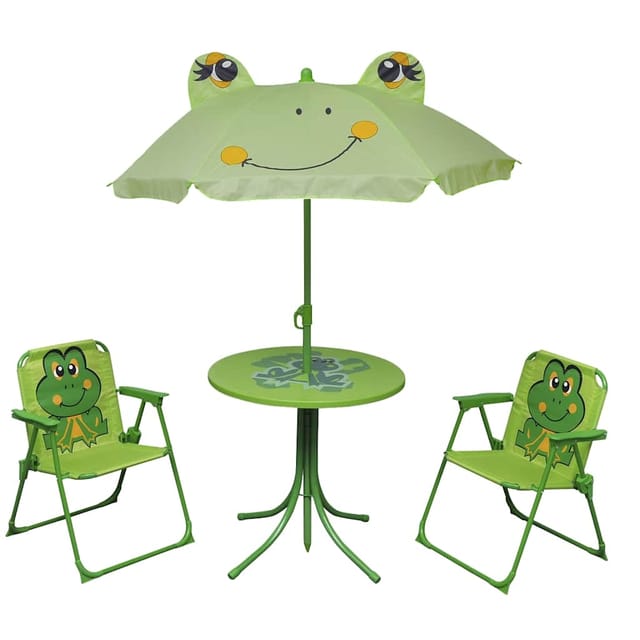 Vidaxl - 3-tlg. Garten-bistro-set Für Kinder Mit Sonnenschirm Grün