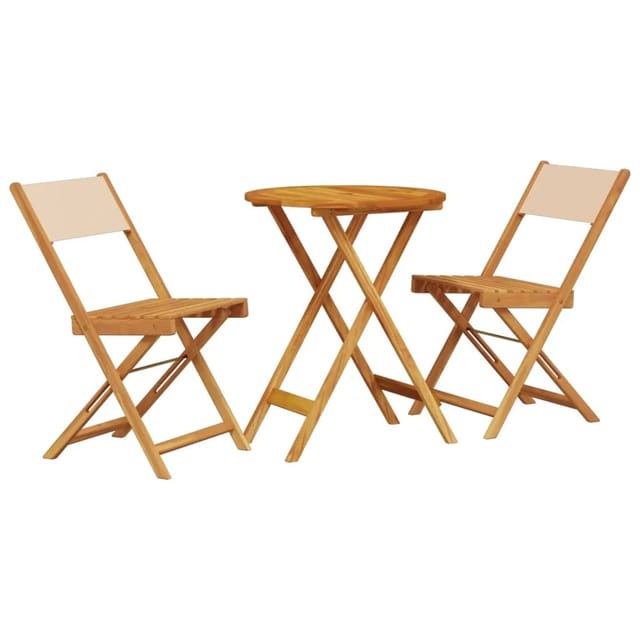 vidaXL 3-tlg Bistro-Set Beige Stoff und Massivholz Modell 2
