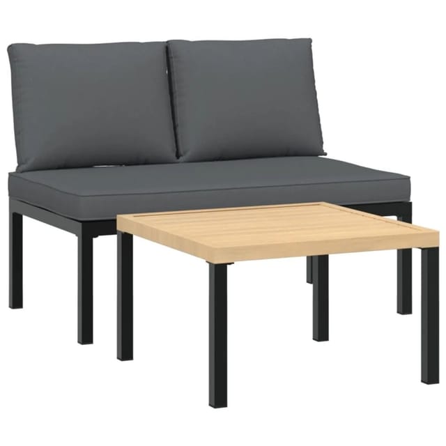 vidaXL 2-tlg Garten-Sofagarnitur mit Kissen Schwarz Aluminium Modell 4