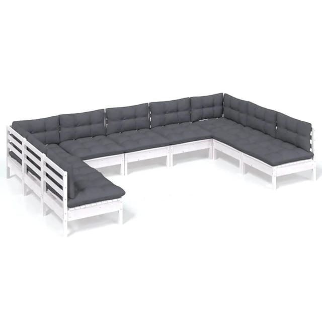 vidaXL 9-tlg Garten-Lounge-Set mit Kissen Weiß Kiefer Massivholz Modell 31