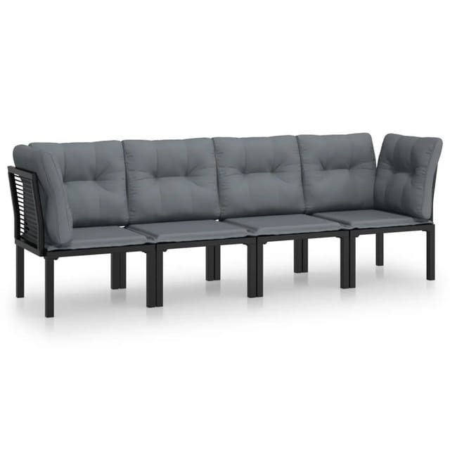 vidaXL 4-tlg Garten-Lounge-Set Schwarz und Grau Poly Rattan Modell 5