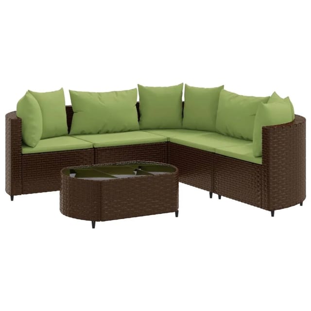 vidaXL 6-tlg Garten-Sofagarnitur mit Kissen Braun Poly Rattan Modell 16