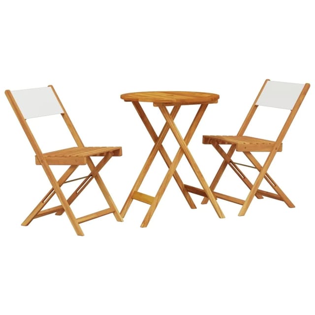 vidaXL 3-tlg Bistro-Set CremeWeiß Stoff und Massivholz Modell 2
