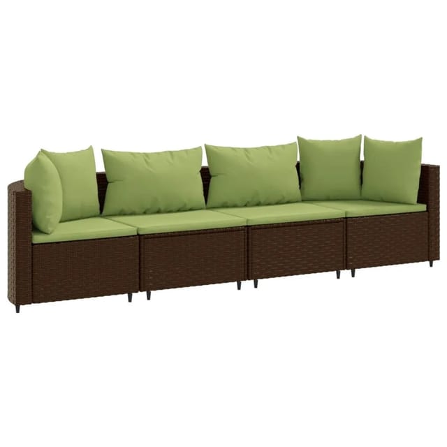 vidaXL 4-tlg Garten-Sofagarnitur mit Kissen Braun Poly Rattan Modell 8