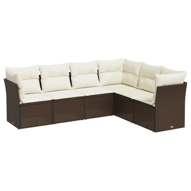vidaXL 6-tlg Garten-Sofagarnitur mit Kissen Braun Poly Rattan Modell 3