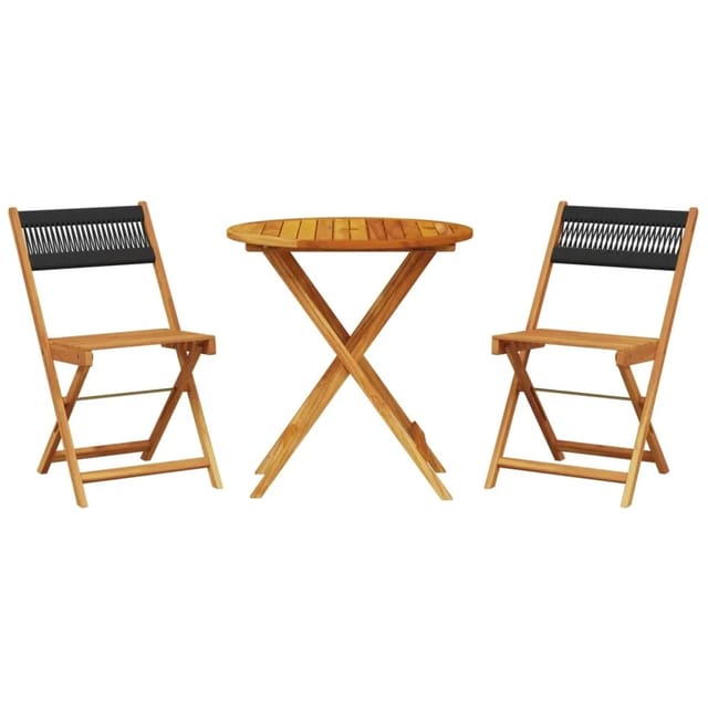 vidaXL 3-tlg Bistro-Set Schwarz Polypropylen und Massivholz Modell 2