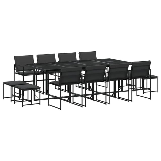 vidaXL 13-tlg Garten-Essgruppe mit Kissen Schwarz Textilene Modell 3
