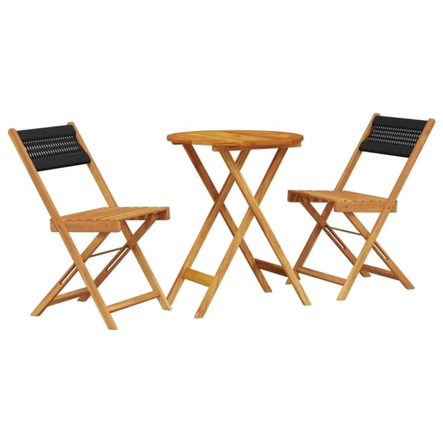vidaXL 3-tlg Bistro-Set Schwarz Polypropylen und Massivholz Modell 3