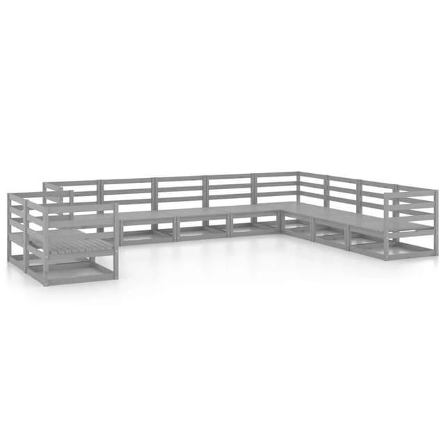 vidaXL 10-tlg Garten-Lounge-Set Grau Kiefer Massivholz Modell 12