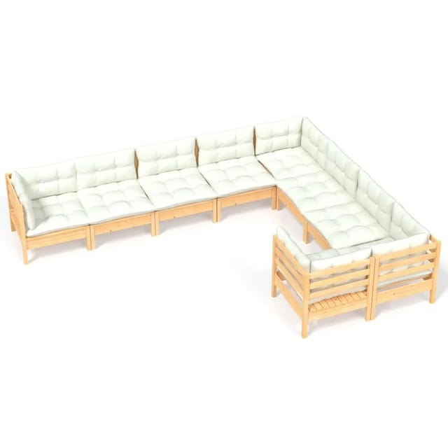 vidaXL 9-tlg Garten-Lounge-Set mit Creme Kissen Kiefernholz Modell 6