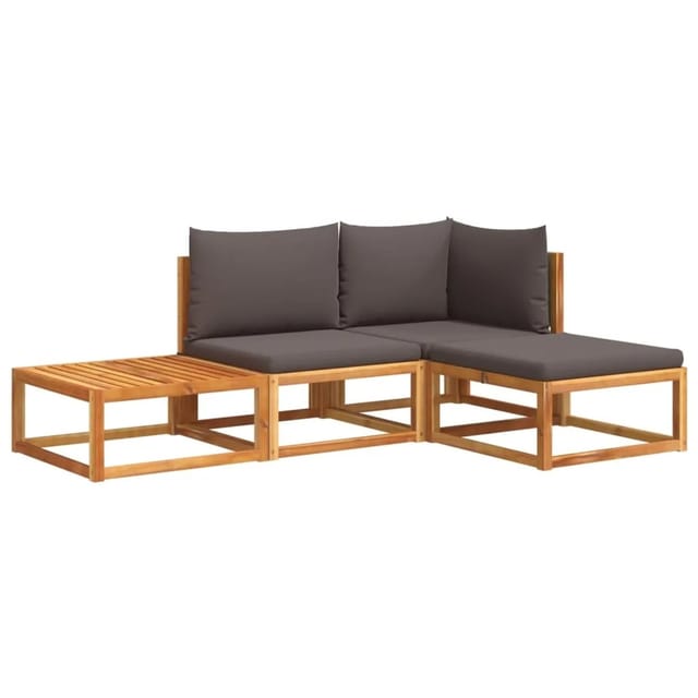 vidaXL 4-tlg Garten-Sofagarnitur mit Kissen Massivholz Akazie Modell 10