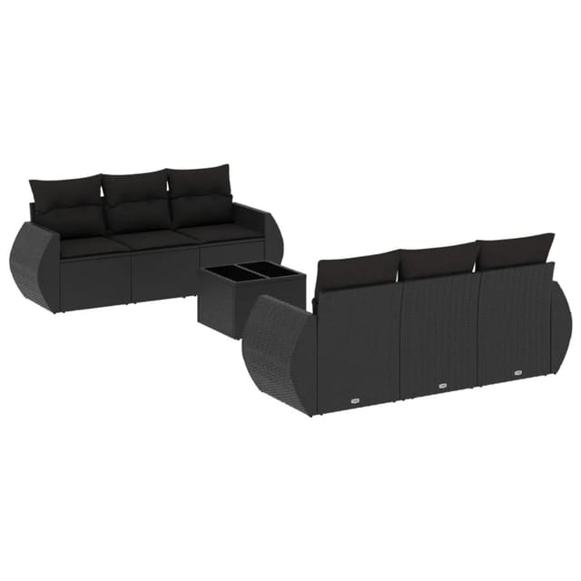 vidaXL 7-tlg Garten-Sofagarnitur mit Kissen Schwarz Poly Rattan Modell 16