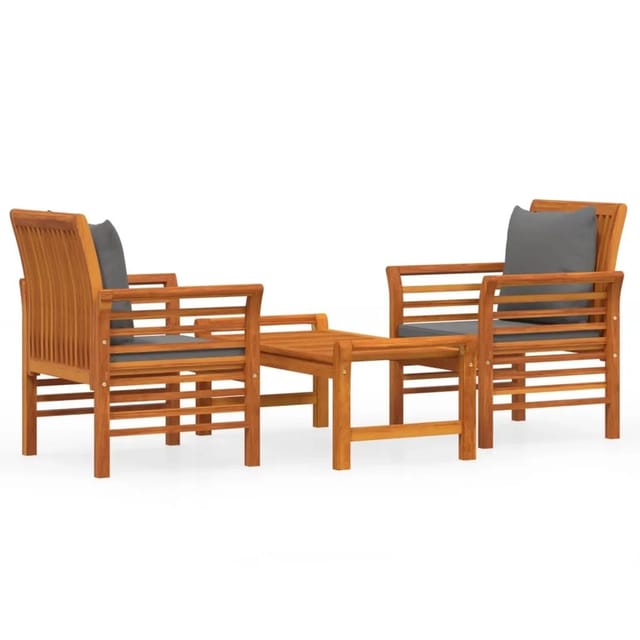 vidaXL 3-tlg Garten-Lounge-Set mit Kissen Massivholz Akazie Modell 9