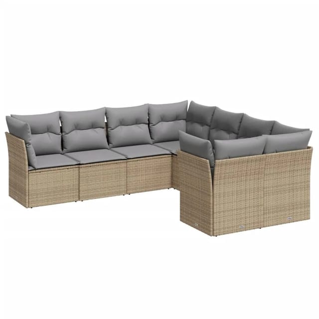 vidaXL 8-tlg Garten-Sofagarnitur mit Kissen Beige Poly Rattan Modell 30