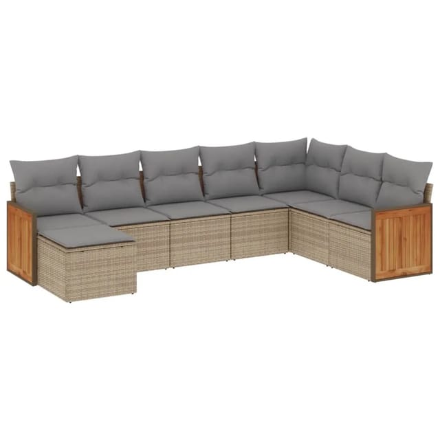 vidaXL 8-tlg Garten-Sofagarnitur mit Kissen Beige Poly Rattan Modell 220
