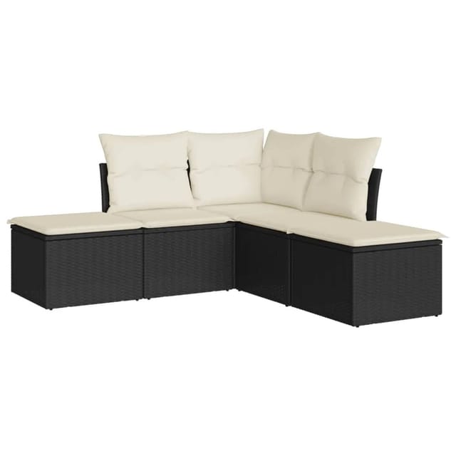 vidaXL 5-tlg Garten-Sofagarnitur mit Kissen Schwarz Poly Rattan Modell 14