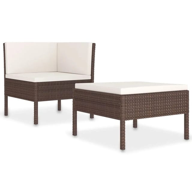vidaXL 2-tlg Garten-Lounge-Set mit Auflagen Poly Rattan Braun Modell 3