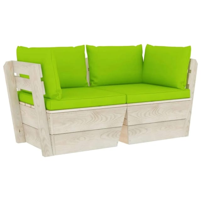vidaXL Garten-Palettensofa 2-Sitzer mit Kissen Fichtenholz Modell 12