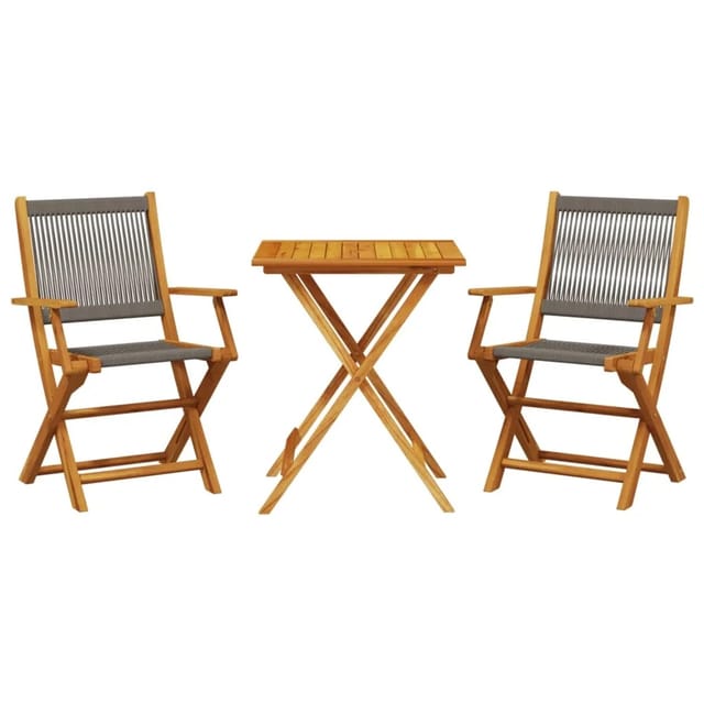 vidaXL 3-tlg Bistro-Set Grau Polypropylen und Massivholz Modell 8