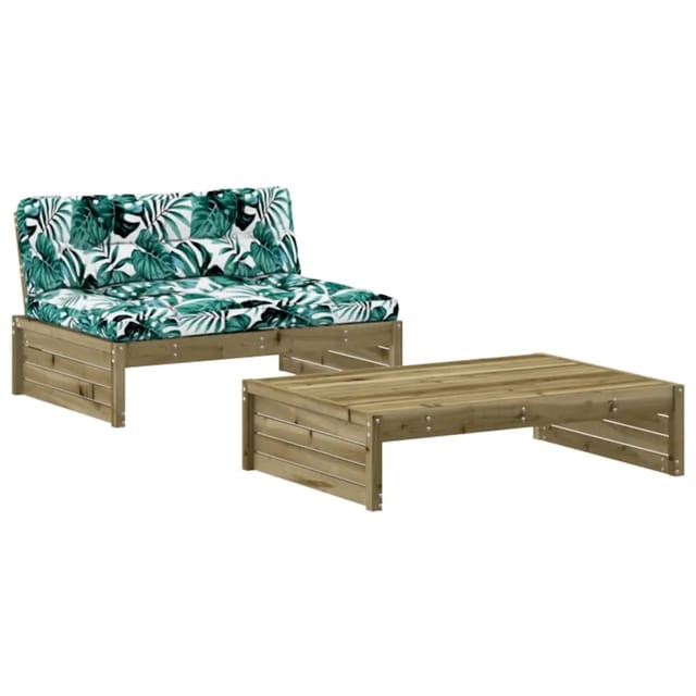 vidaXL 2-tlg Garten-Lounge-Set mit Kissen Imprägniertes Kiefernholz