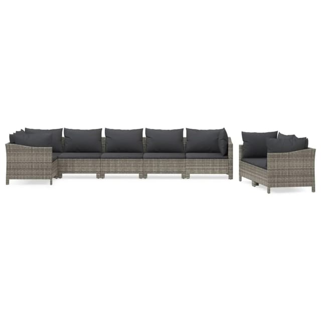 vidaXL 8-tlg Garten-Lounge-Set mit Kissen Grau Poly Rattan Modell 49