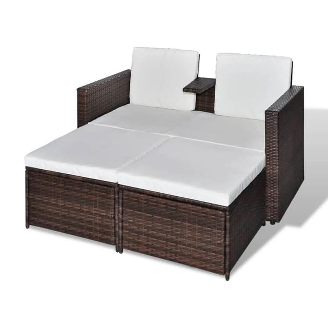 vidaXL 4-tlg Garten-Lounge-Set mit Auflagen Poly Rattan Braun Modell 2