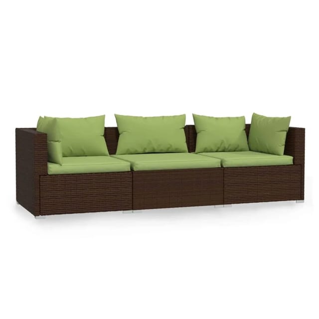 vidaXL 3-Sitzer-Sofa mit Kissen Braun Poly Rattan Modell 5