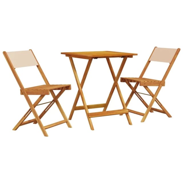 vidaXL 3-tlg Bistro-Set Beige Stoff und Massivholz Modell 7