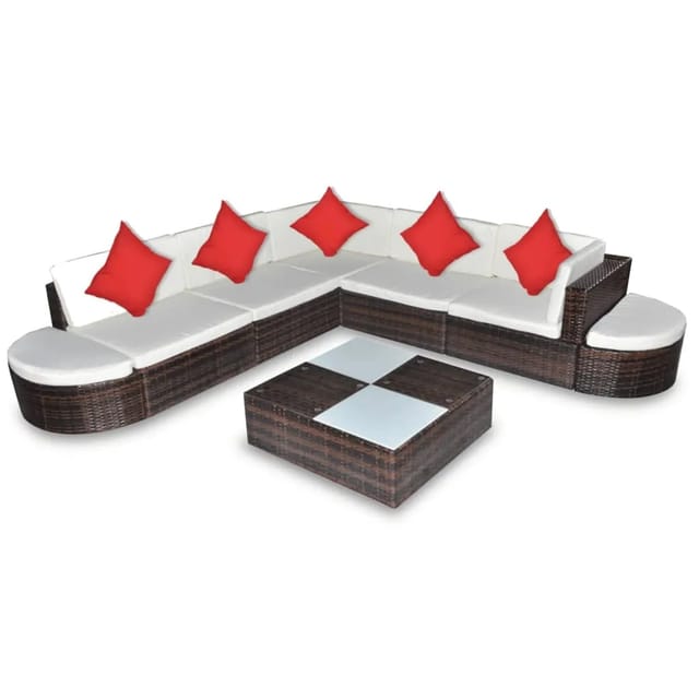 vidaXL 8-tlg Garten-Lounge-Set mit Auflagen Poly Rattan Braun Modell 3