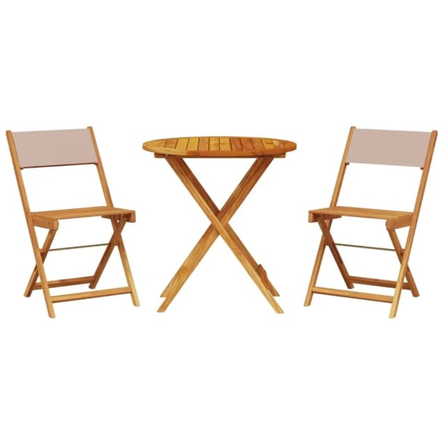 vidaXL 3-tlg Bistro-Set Taupe Stoff und Massivholz Modell 7