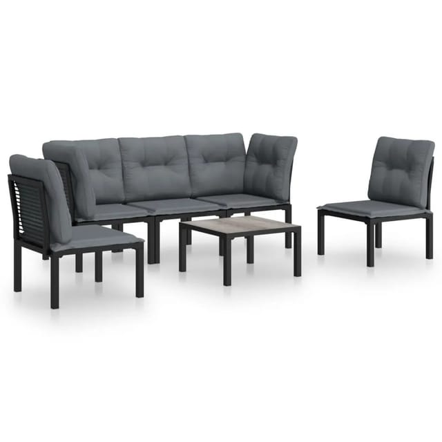 vidaXL 6-tlg Garten-Lounge-Set Schwarz und Grau Poly Rattan Modell 1