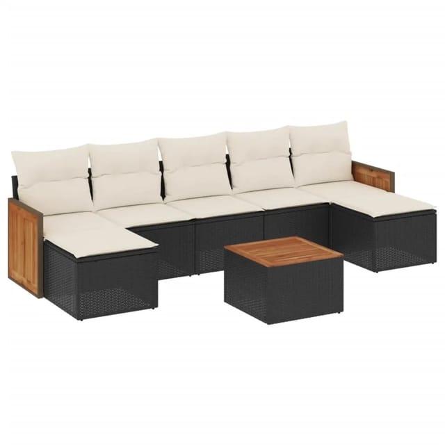 vidaXL 8-tlg Garten-Sofagarnitur mit Kissen Schwarz Poly Rattan Modell 232