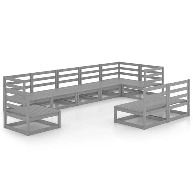 vidaXL 9-tlg Garten-Lounge-Set Grau Kiefer Massivholz Modell 9