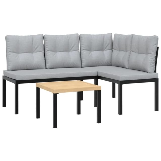 vidaXL Gartenbank-Set 3-tlg Schwarz Pulverbeschichteter Stahl Modell 5