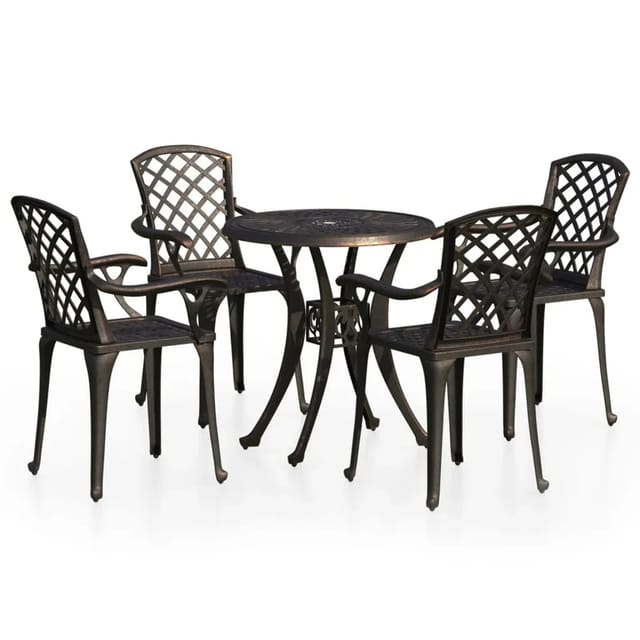 vidaXL 5-tlg Bistro-Set Aluminiumguss Bronzen Modell 4