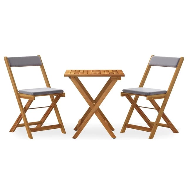 vidaXL 3-tlg Bistro-Set Klappbar mit Kissen Massivholz Akazie Modell 1