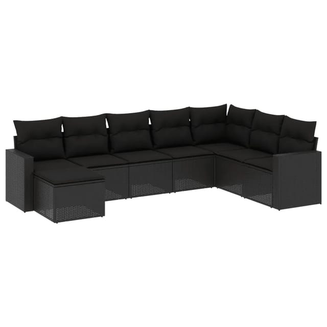 vidaXL 8-tlg Garten-Sofagarnitur mit Kissen Schwarz Poly Rattan Modell 43