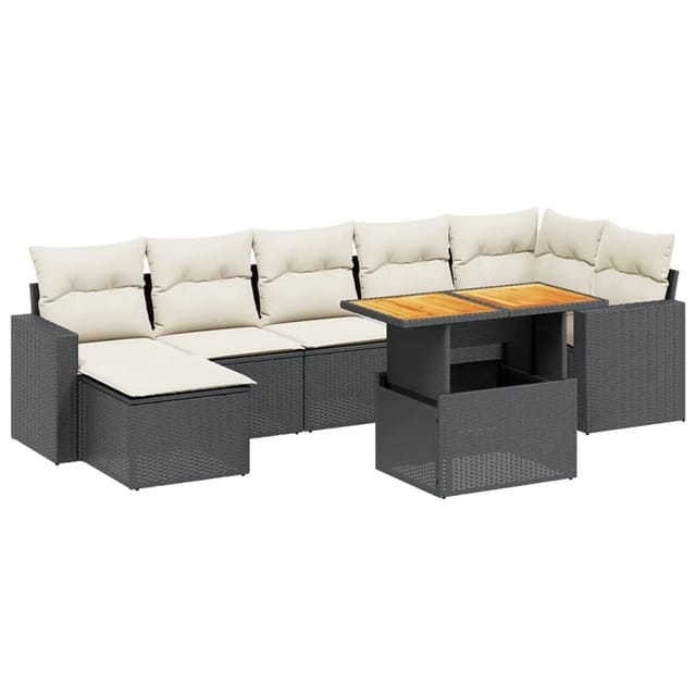 vidaXL 8-tlg Garten-Sofagarnitur mit Kissen Schwarz Poly Rattan Modell 189