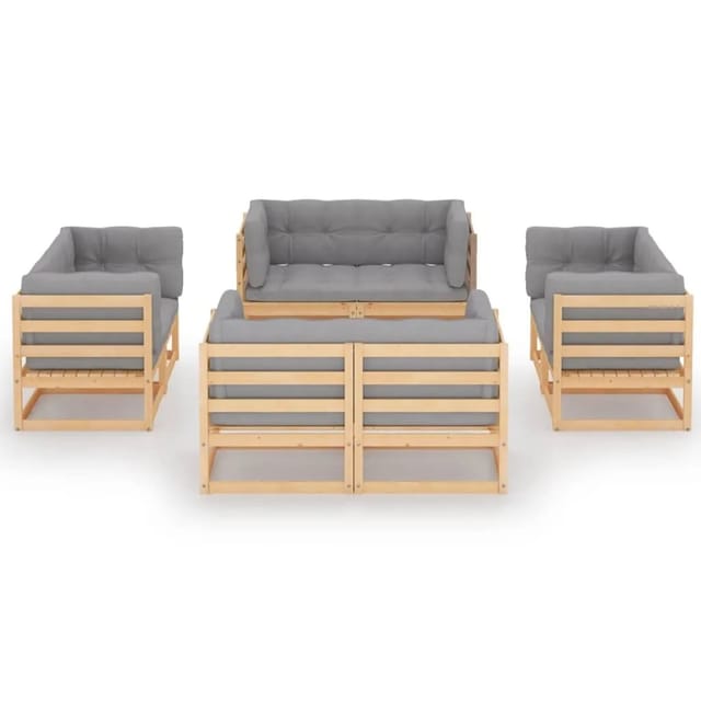 vidaXL 8-tlg Garten-Lounge-Set mit Kissen Kiefer Massivholz Modell 3