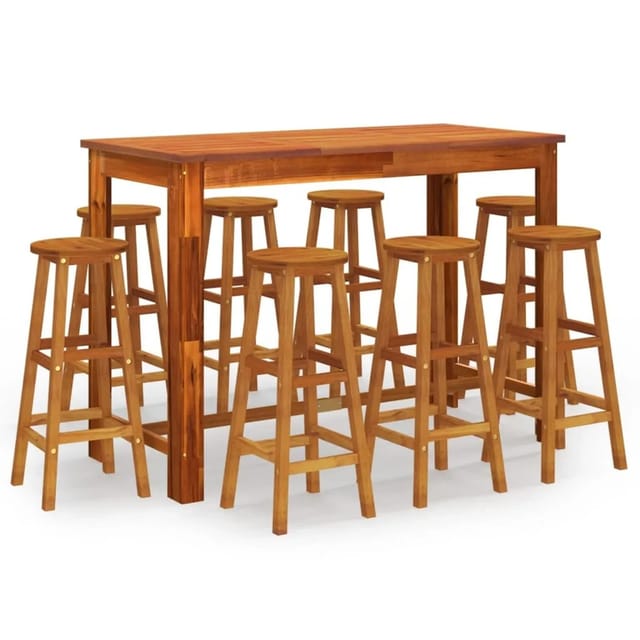 vidaXL 9-tlg Gartenbar-Set Massivholz Akazie Modell 3
