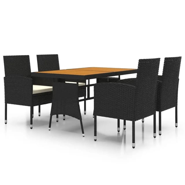 vidaXL 5-tlg Garten-Essgruppe Poly Rattan Schwarz Modell 36